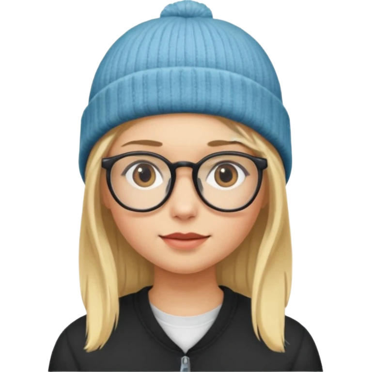 Blonde girl wearing glasses and beanie emoji