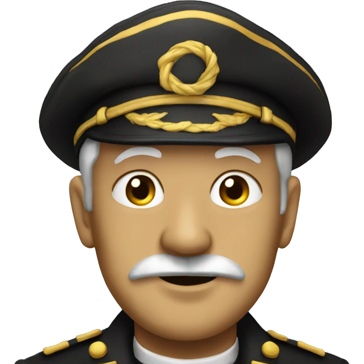 old time ship captain wearing black and gold emoji