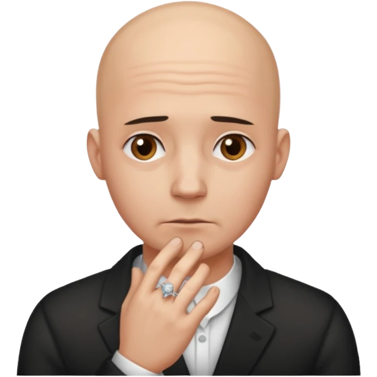 Bald headed man with engagement right sad crying  emoji