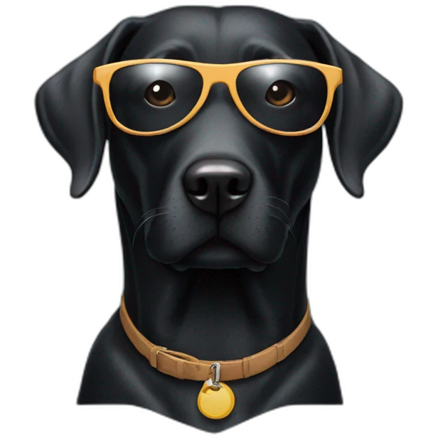 Black lab dog wearing sunglasses  emoji