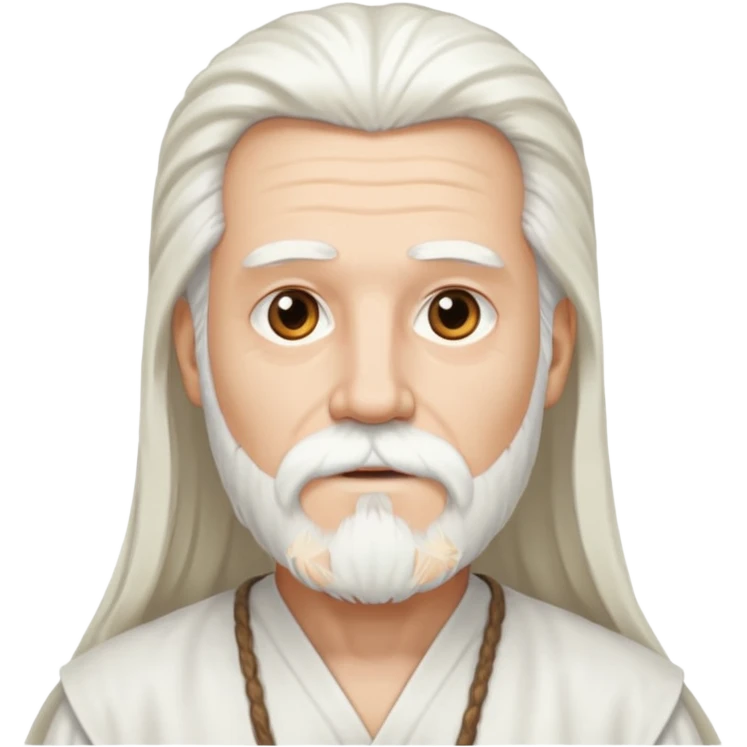 Dios, Hombre cabello largo blanco, barba blanca y tunica blanca emoji