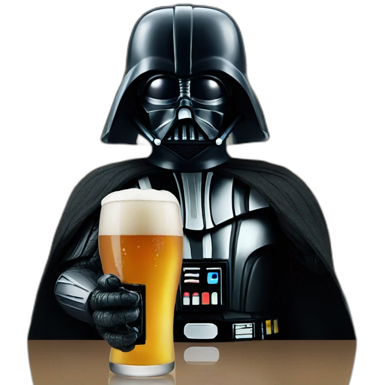 Darth vader from star wars with a beer emoji