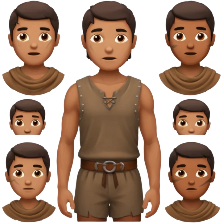 create an emoji set of a man from bronze age doing different emotions emoji