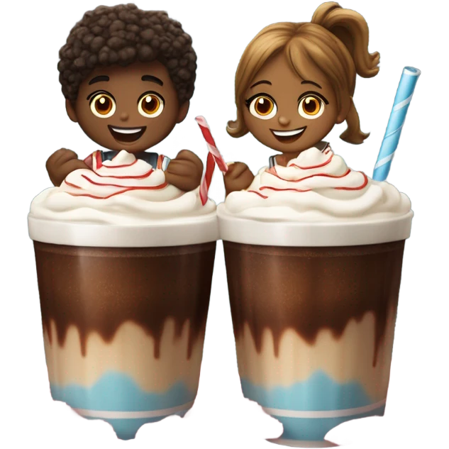 boy and girl sharing root beer floats  emoji