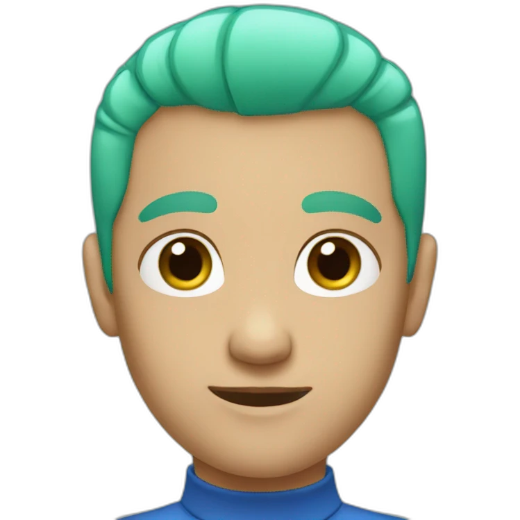 No hair green blue emoji