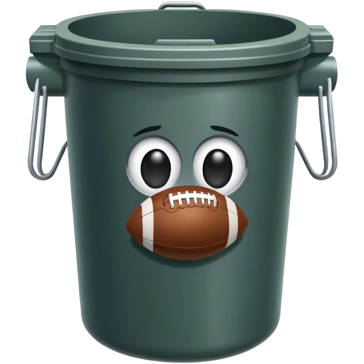 Garbage can with American footbal emoji