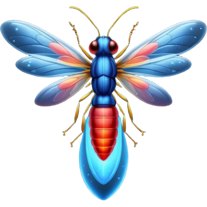 glitter red and blue firefly emoji