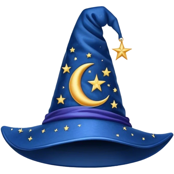 blue wizard hat with star and moon pattern emoji
