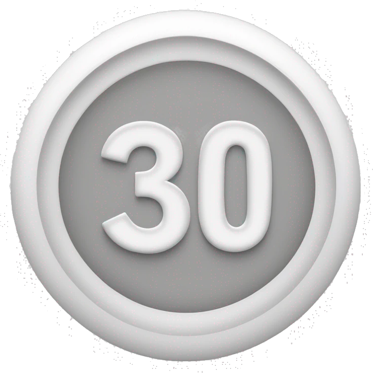 white circular pill with an indented line through the middle horizontally and the number 30 on the top half in white emoji
