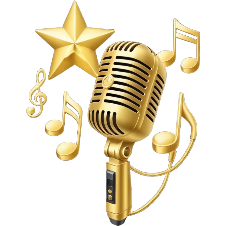 microphone with musical notes and a star emoji