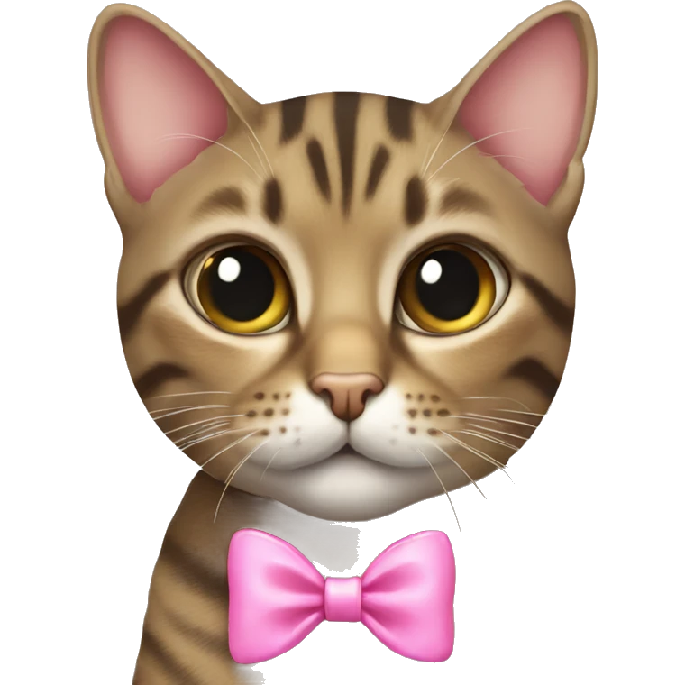 Female tabby cat with pink bow emoji