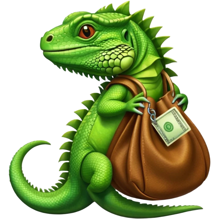 iguana holding a money bag emoji