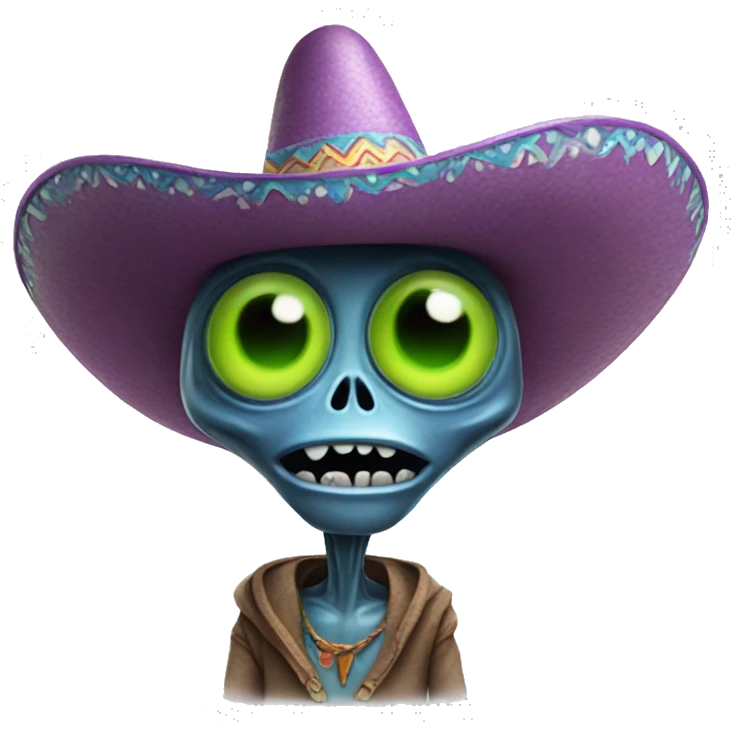 Cartoon alien wearing sombrero emoji