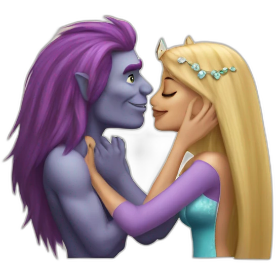 troll and princess kissing emoji