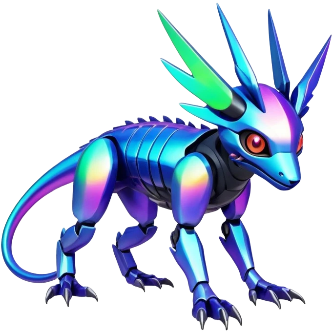  exotic shiny colorful futuristic modern cyber-Fakémon-Digimon-Trico-Vernid-creature emoji