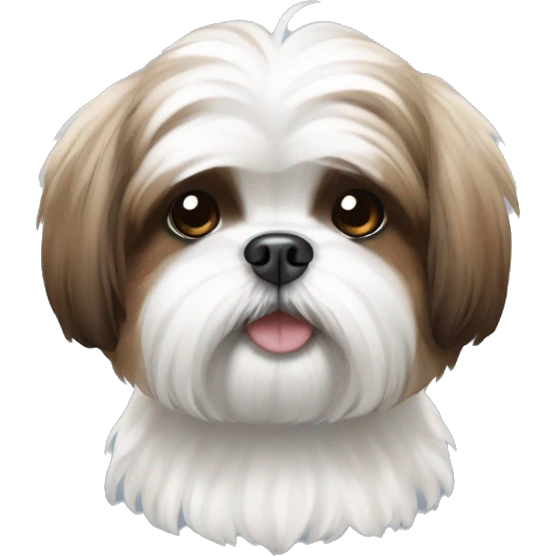 Fluffy white and brown Shih tzu dog emoji