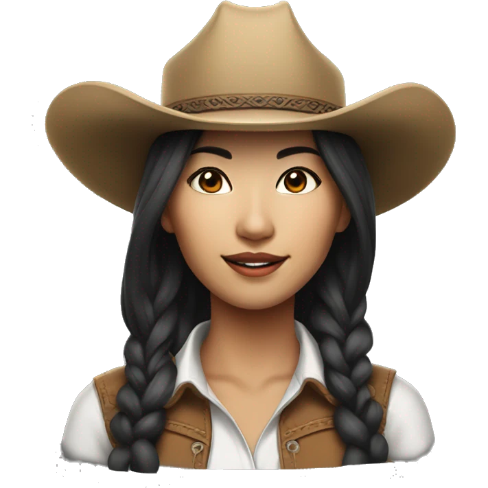 realistic portrait of very beautiful Asian cowgirl emoji