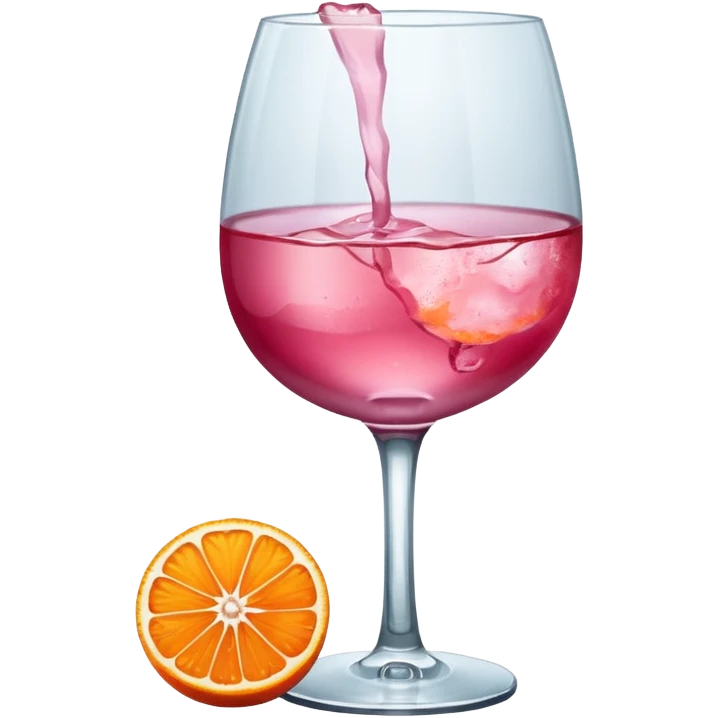 Pink wine on ice with an orange carnation emoji