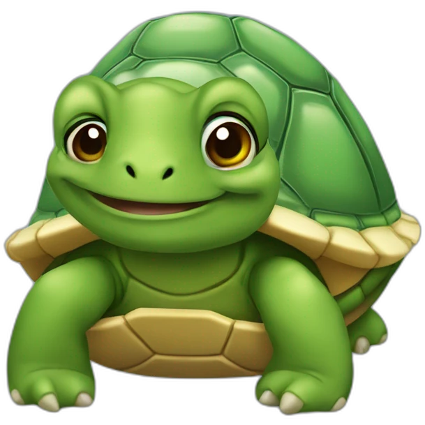 Une tortue donne la nouritture emoji