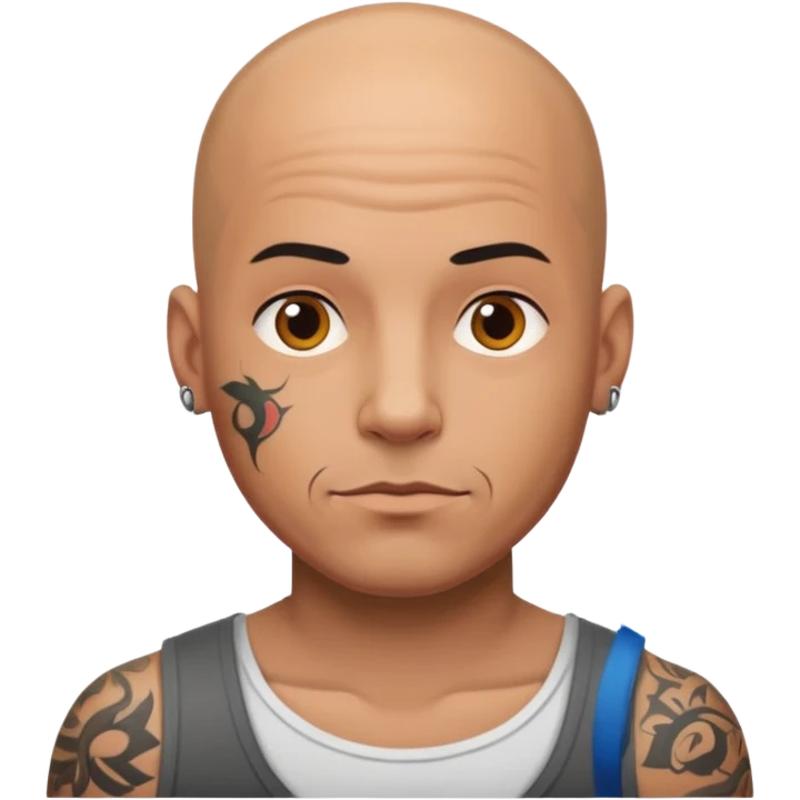 Un hombre con tatuajes pelón  emoji
