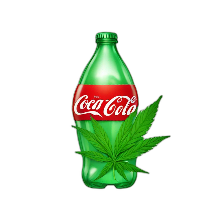 Coca cola con una hoja de cannabis emoji