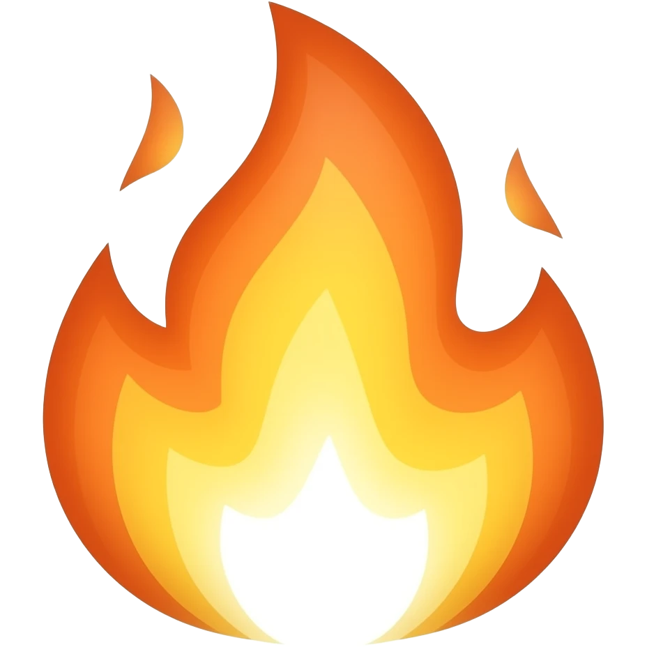 White Kuwaii fire emoji