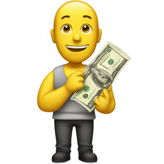 yellow guy holding a dollar emoji