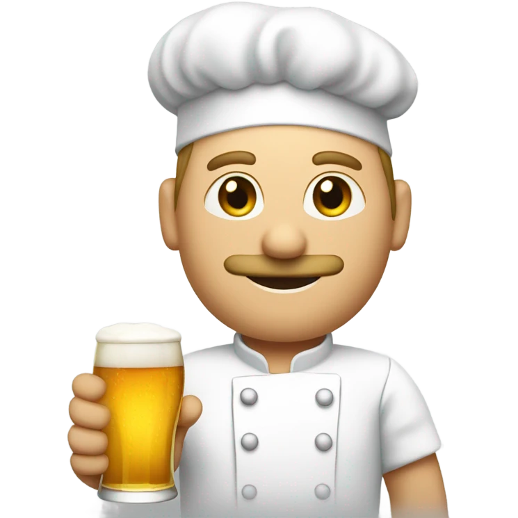 White chef holding a beer in right hand and a golfclub in left hand emoji