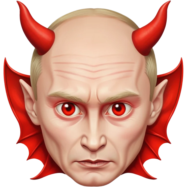 Putin as a devil with lifelike facial features and intricate devil elements emoji