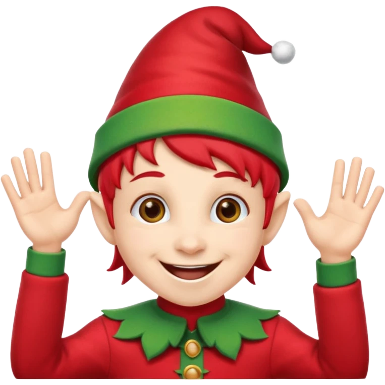 DUENDE NAVIDEÑO SONRIENDO CON MANOS ARRIBA ANIMANDO emoji