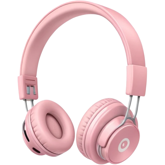 Pastel pink headphones, minimal background emoji