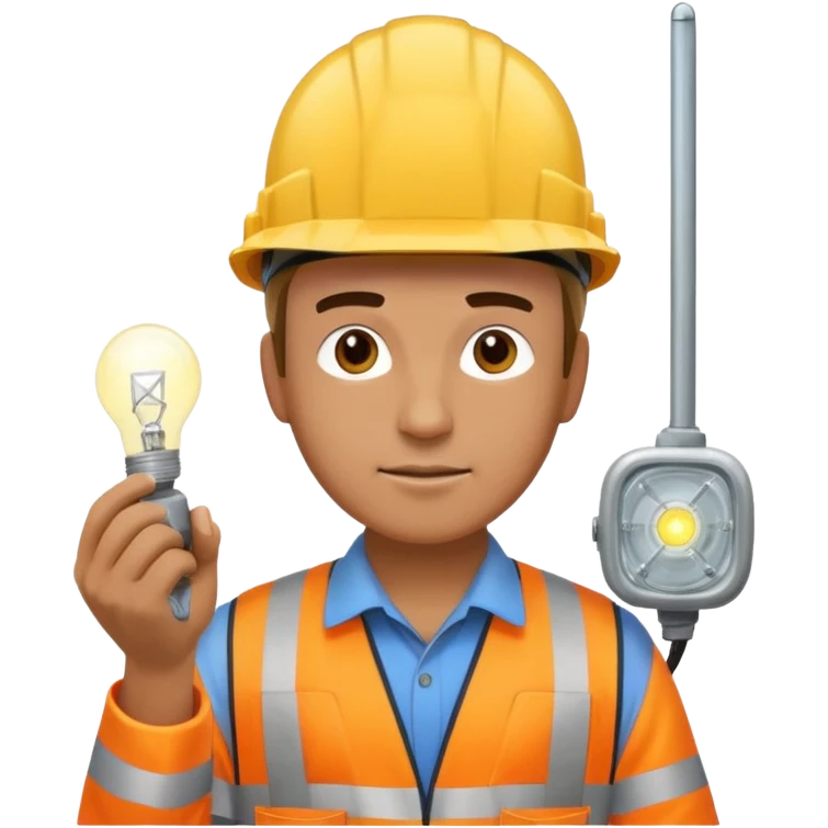 Am man Electricity power employer at work with a light emoji