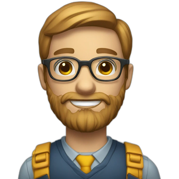 Nerd beard man glasses cap architect emoji