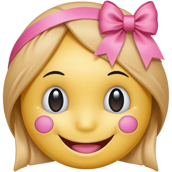 A smiley getting shy and a pookie ribben on his head this smiley 😁 emoji