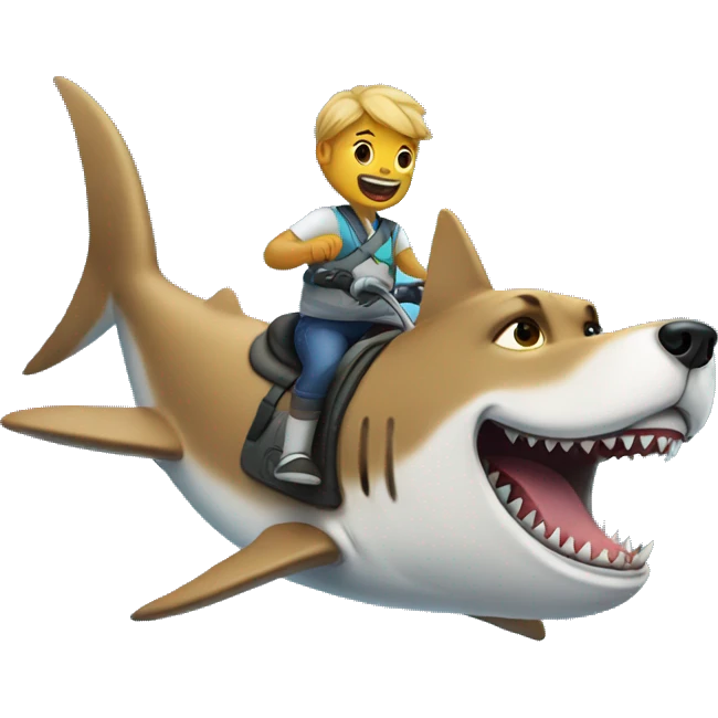 dog riding a shark emoji