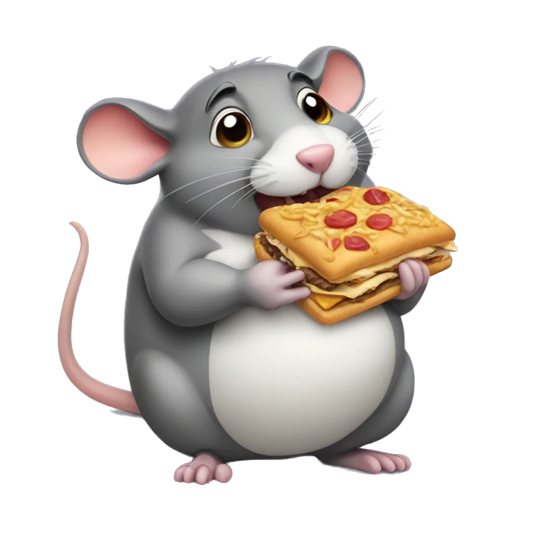 Fat rat eating junk food emoji