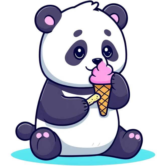 Panda eating ice cream emoji