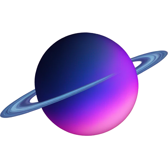 sparkly glittery blue purple and pink gradient planet with a cheesy saturn ring emoji