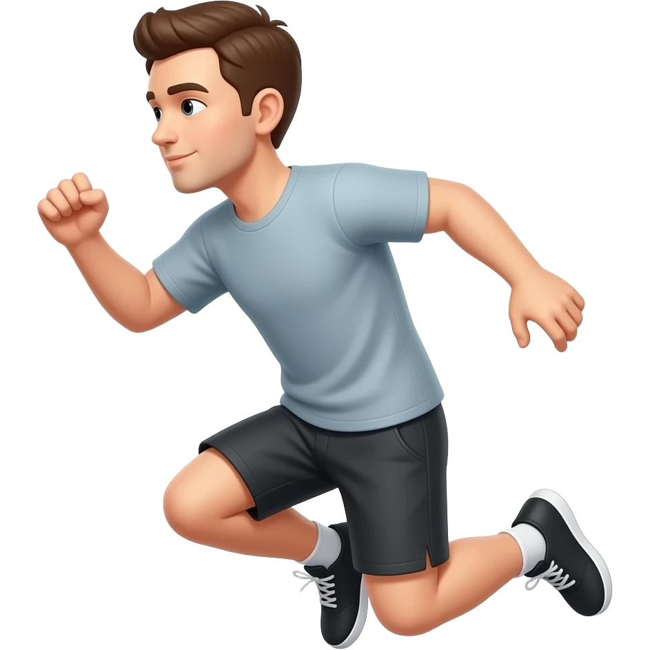 A man jumping facing left with both his knees up emoji