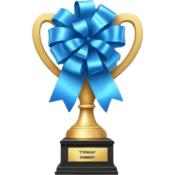 a blue trophy with a ribbon emoji