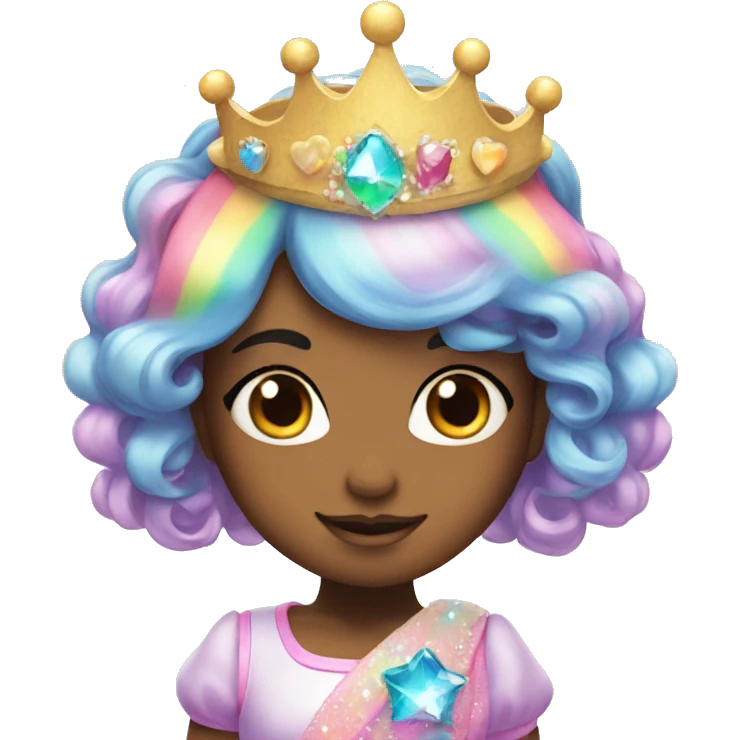 beautiful kawaii princess, rainbow, sparkle  emoji