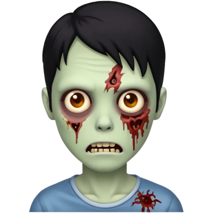 imagen de zombie pelo negro y piel normal emoji