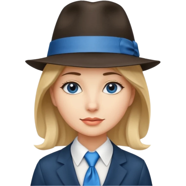 Blue neck tie with hat women emoji