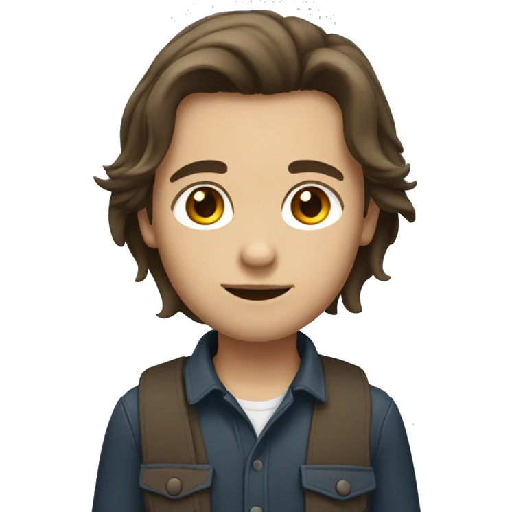 boy with shoulder length brunette hair emoji