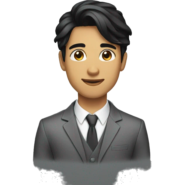 Swipe black hair, male, 20, manager emoji