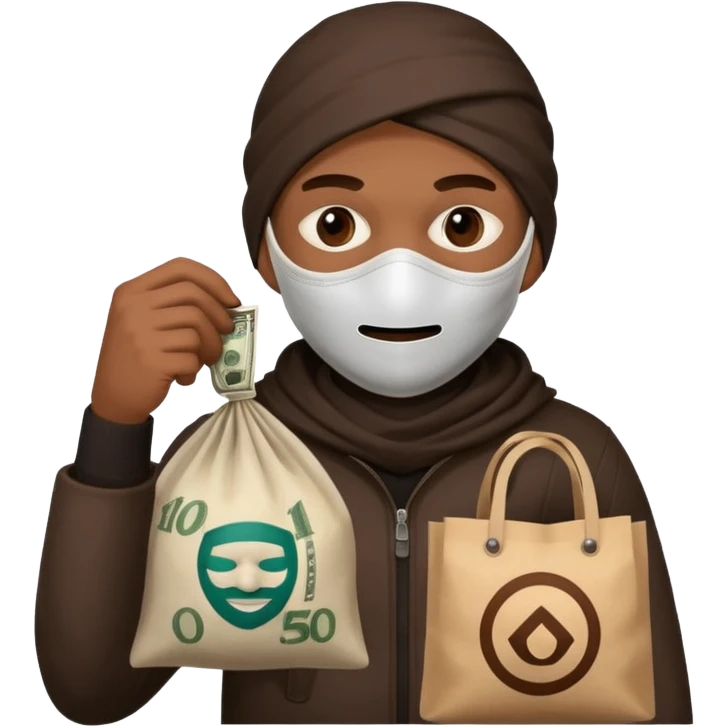 Ladrão com saco de dinheiro emoji eveito Mandela emoji
