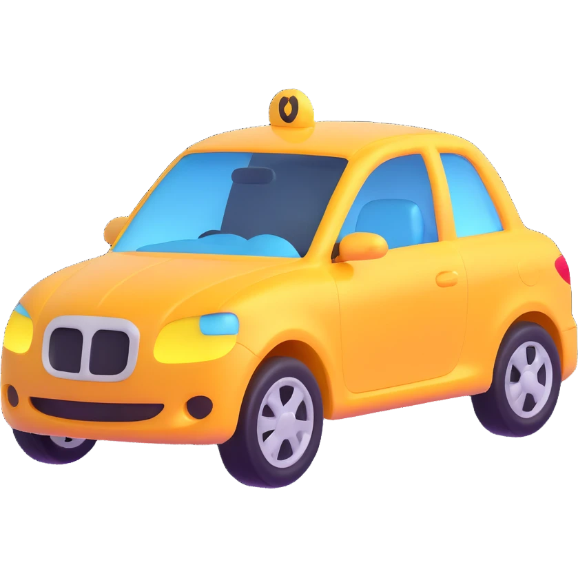 elegant 3D emoji of a car with a transparent protective film, shiny and sophisticated finish emoji