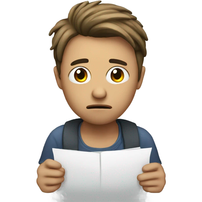 Really sad guy holding a test emoji
