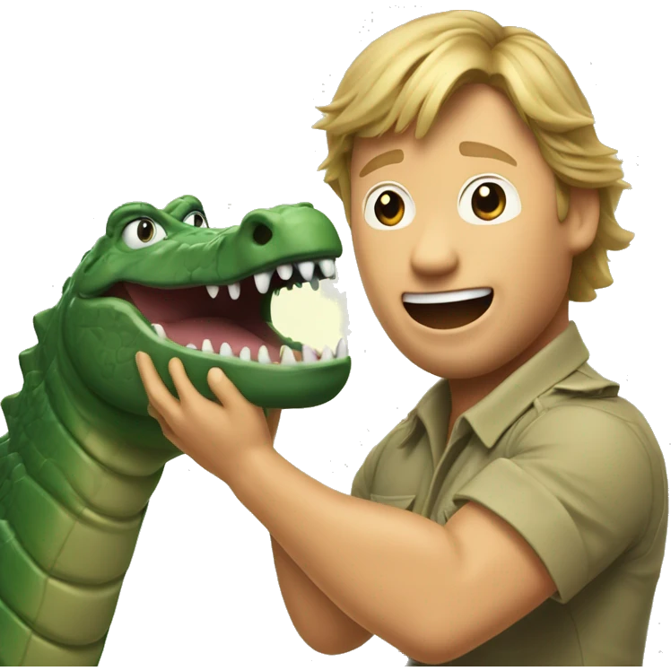 exited Steve Irwin wrestling with crocodile emoji