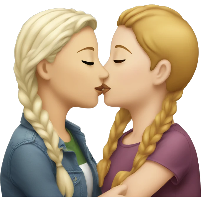 Lesbian girl kissing two white women emoji